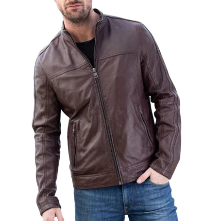 dark brown leather jacket mens