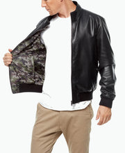 black lambskin camouflouge leather jacket