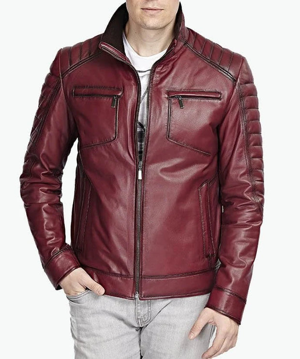 mens red cafe racer jacket  mens red leather jacket