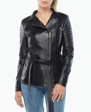 black biker leather jacket womens