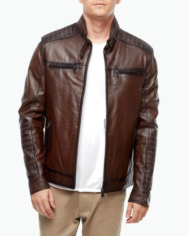 mens dark brown leather jacket