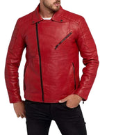 Red Leather Biker Jacket Men's