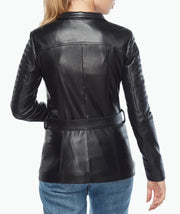 black belted biker jacket womens