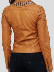brown studded biker jacket
