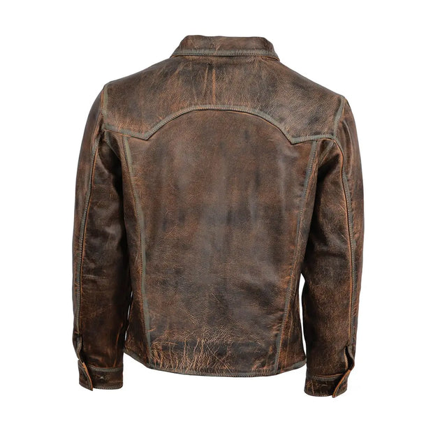 vintage distressed brown leather jacket